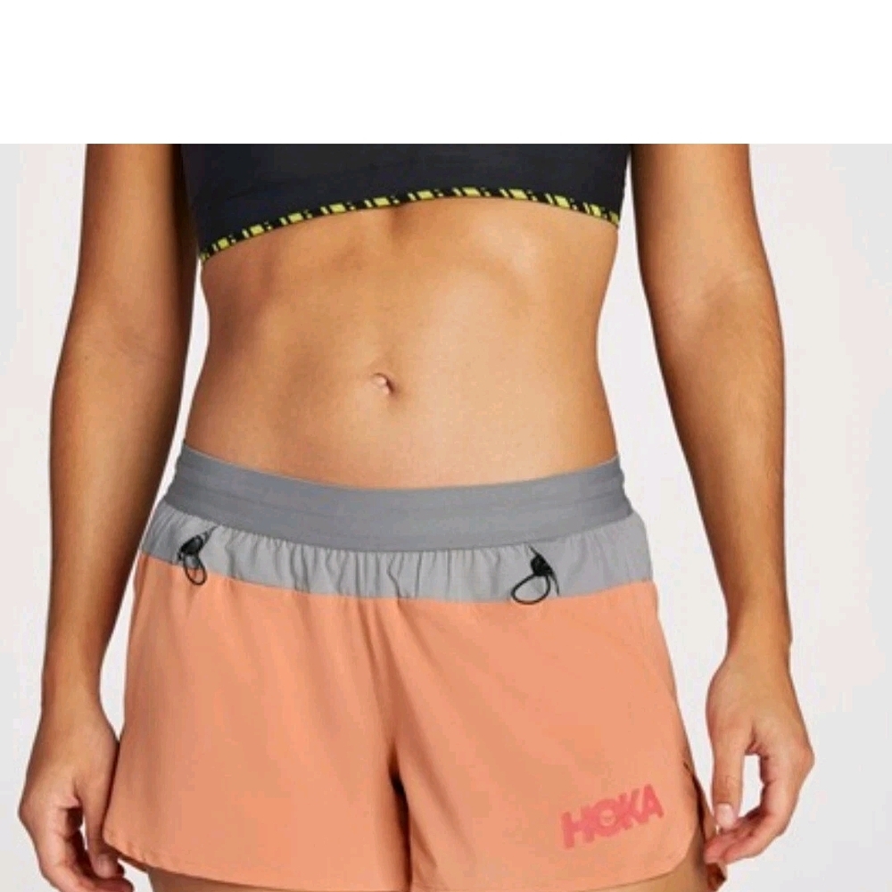Hoka Women's Athletic Shorts in Peach and Gray